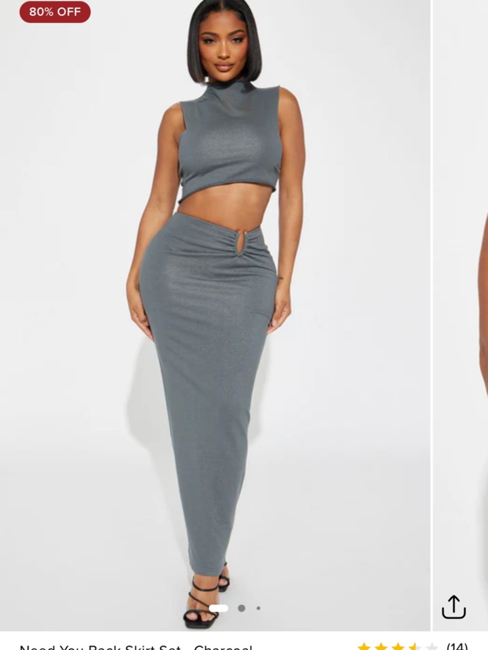 NEW Charcoal Two-Piece Maxi Skirt Set - Sleek High-Waist Pencil Skirt